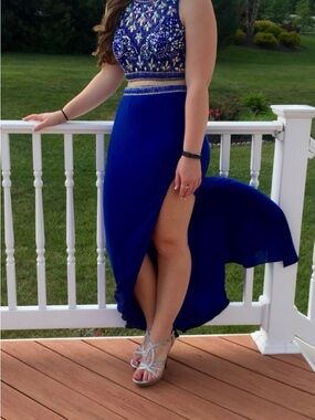 Sherri Hill 2-piece prom dress, royal blue